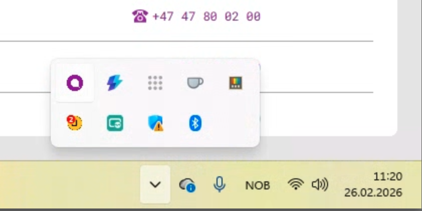 Omnicus Connect med innlogget status (lilla ikon)